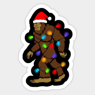 Bigfoot Christmas Lights Tree Xmas Bigfoot Lover Pajamas Sticker